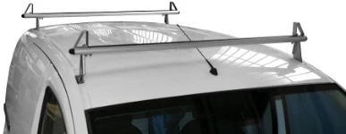 Due barre portapacchi in alluminio e inox sul tetto del Fiorino
